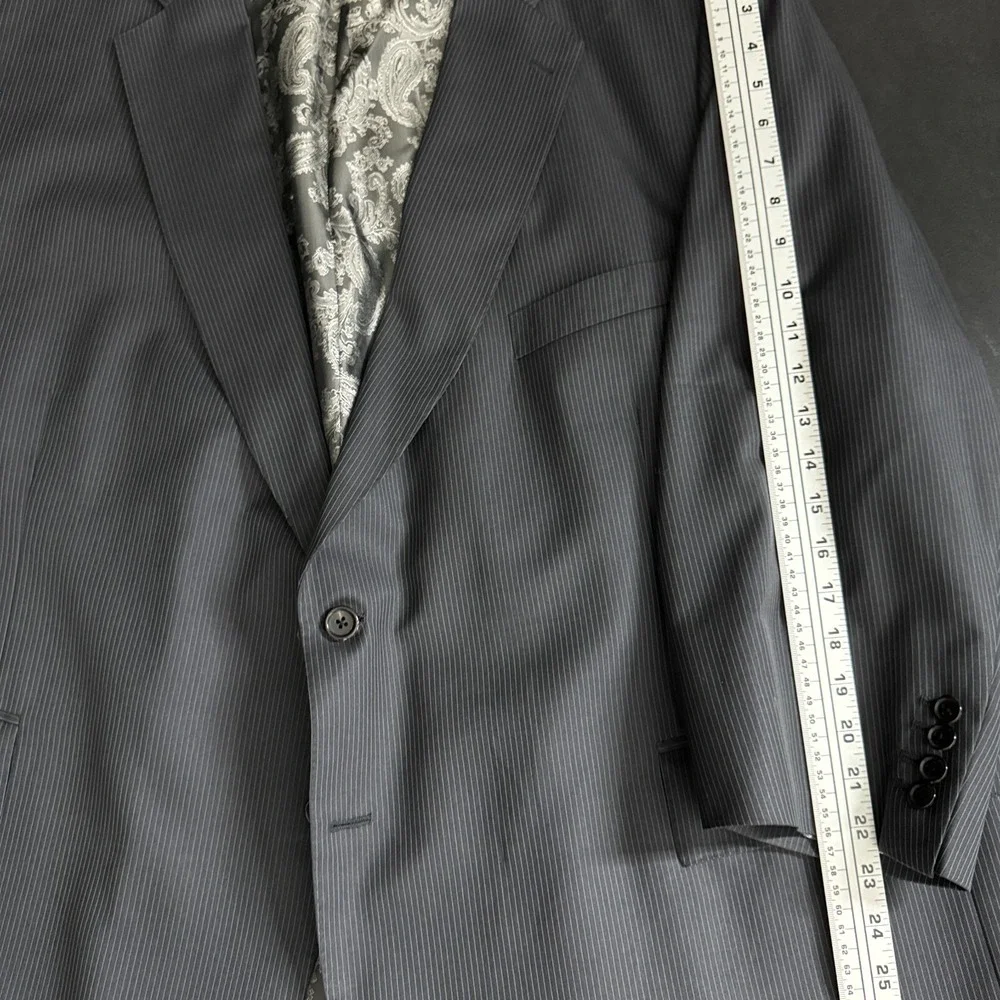 Jiwani Suit‎ Mens 60R 52x25 Charcoal Gray Pinstripe Drago Super 150s Wool Custom
